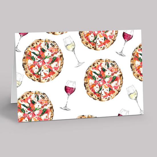 Pizza and wine stationery